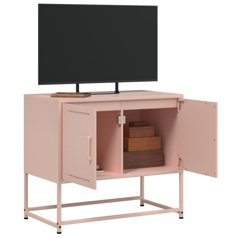 Szafka pod telewizor, różowa, 68,5x39x60,5 cm, stalowa