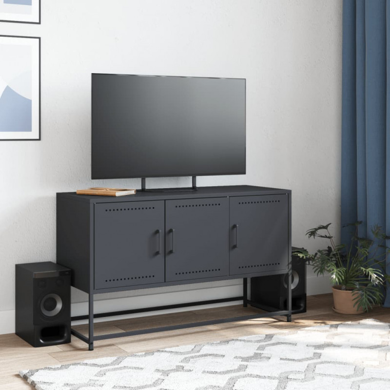 Szafka pod telewizor, antracytowa, 100,5x39x60,5 cm, stalowa