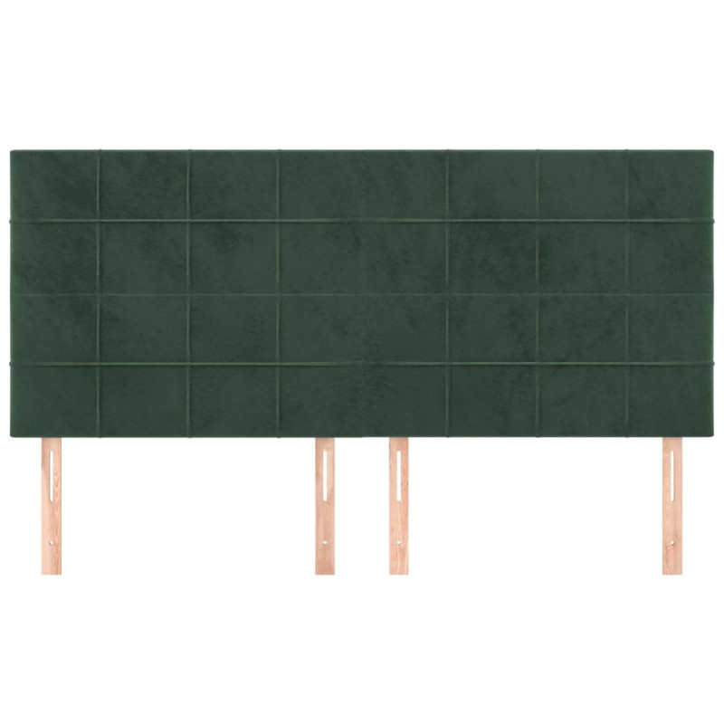 Zagłówki do łóżka, 4 szt, ciemnozielony, 100x5x78/88cm, aksamit