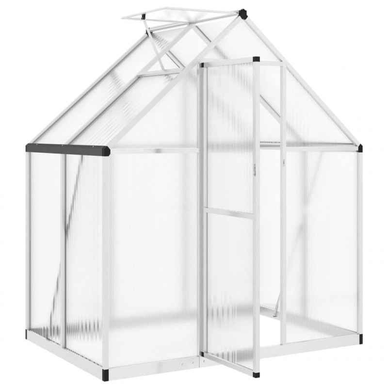 Szklarnia z ramą podstawy, srebrna, 169x114x195 cm, aluminium