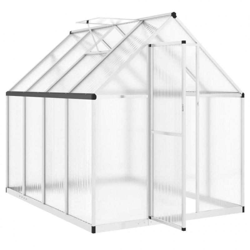 Szklarnia z ramą podstawy, srebrna, 224x169x195 cm, aluminium