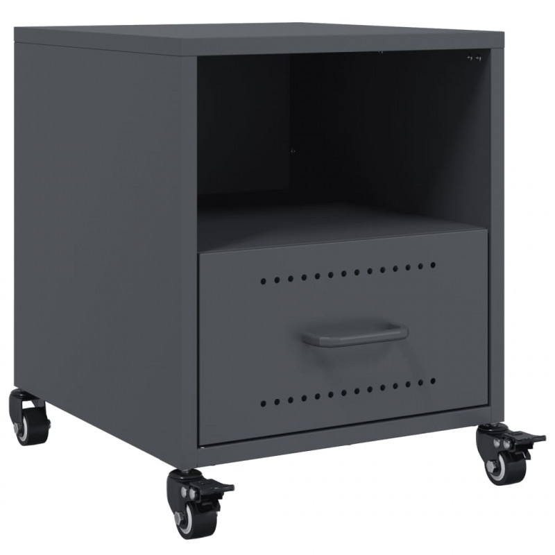 Szafki nocne, 2 szt., antracytowe, 36x39x43,5 cm, stal