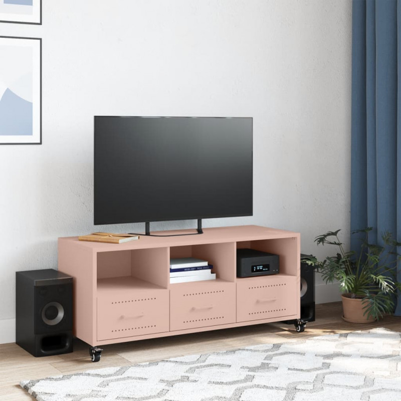 Szafka RTV, różowa, 100,5x39x43,5 cm, stal