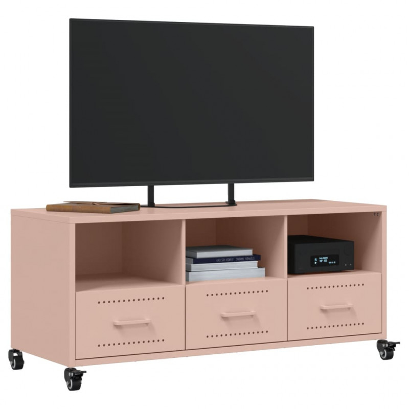 Szafka RTV, różowa, 100,5x39x43,5 cm, stal