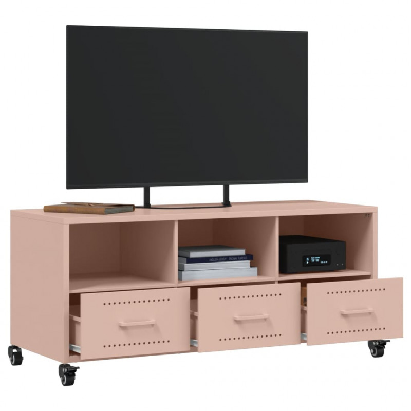 Szafka RTV, różowa, 100,5x39x43,5 cm, stal