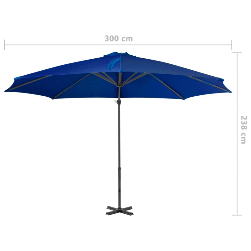 Parasol wiszący z aluminiowym słupkiem, 300 cm, niebieski