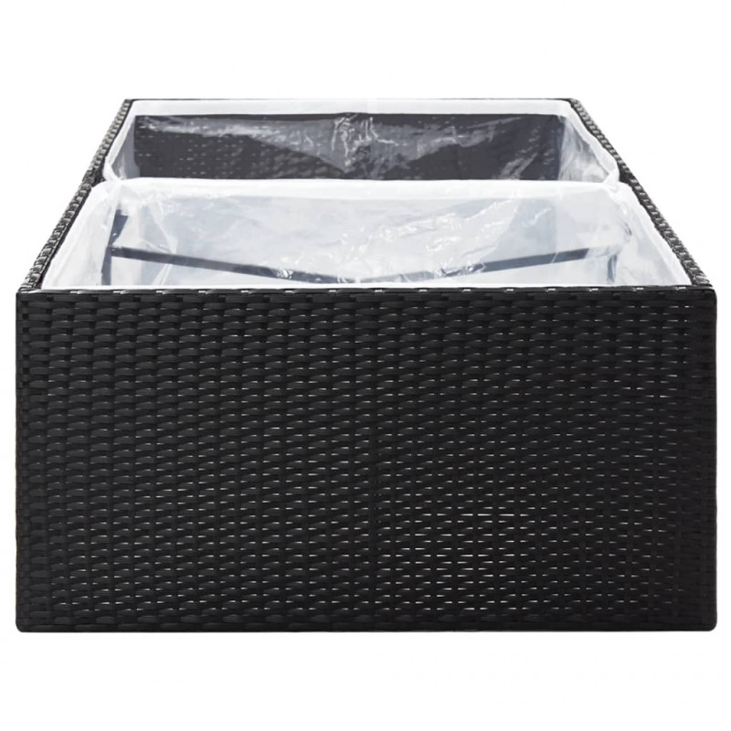 Donica ogrodowa, czarna, 157x80x40 cm, rattan PE