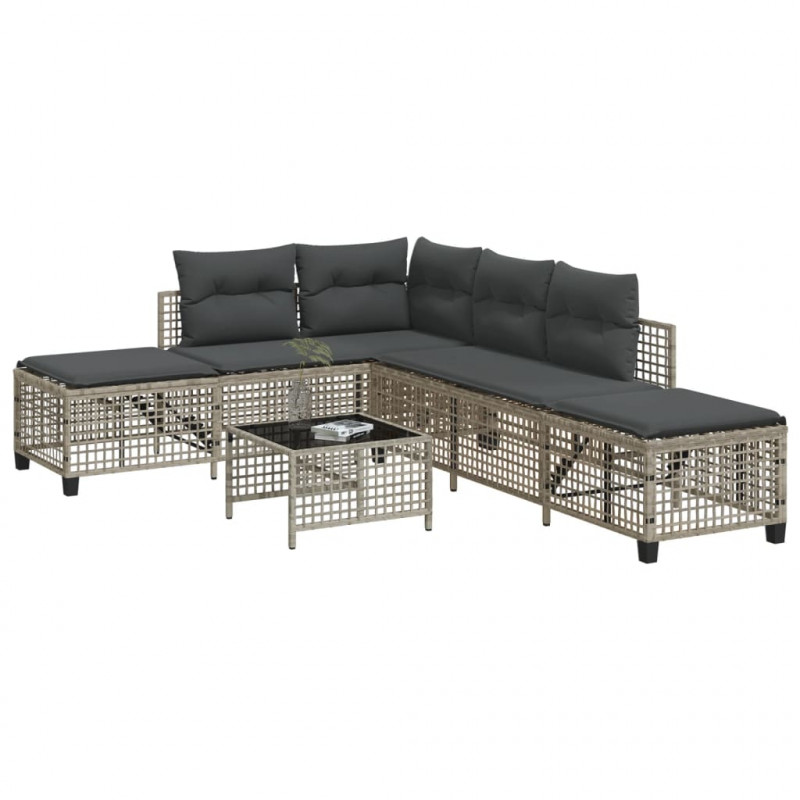 3-cz. narożna sofa ogrodowa z poduszkami, jasnoszara