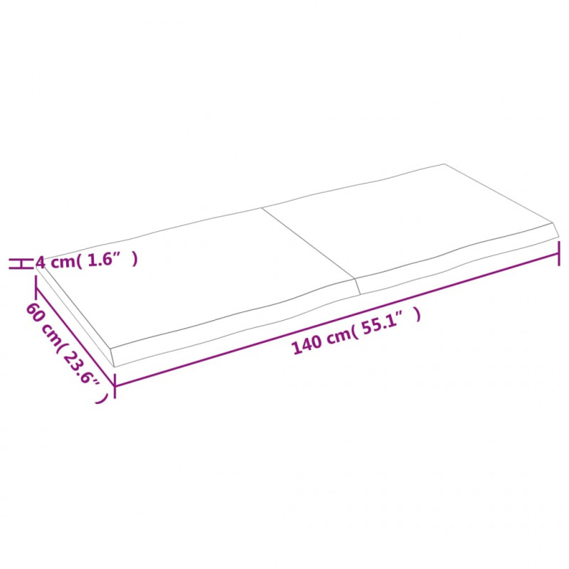 Blat jasnobrązowy 140x60x(2-4) cm, drewno z naturalną krawędzią