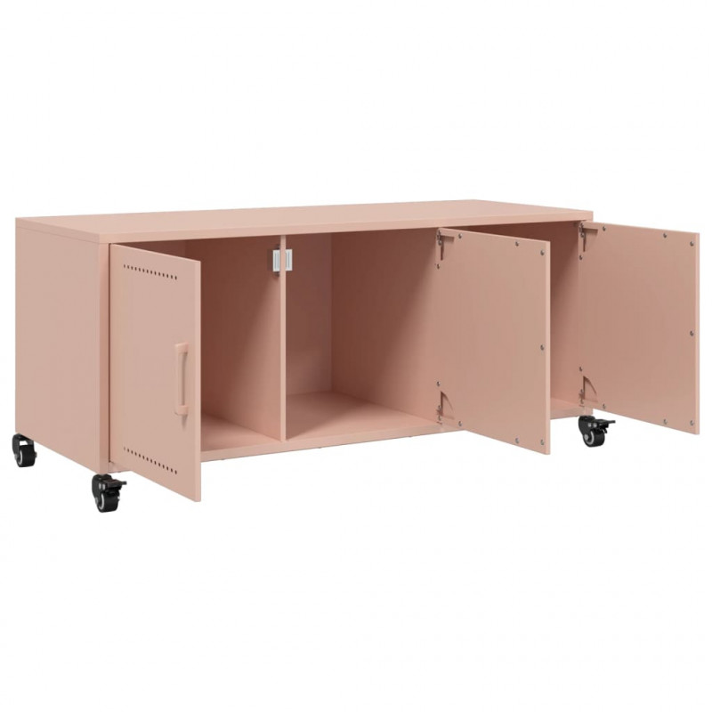 Szafka RTV, różowa, 100,5x39x43,5 cm, stal