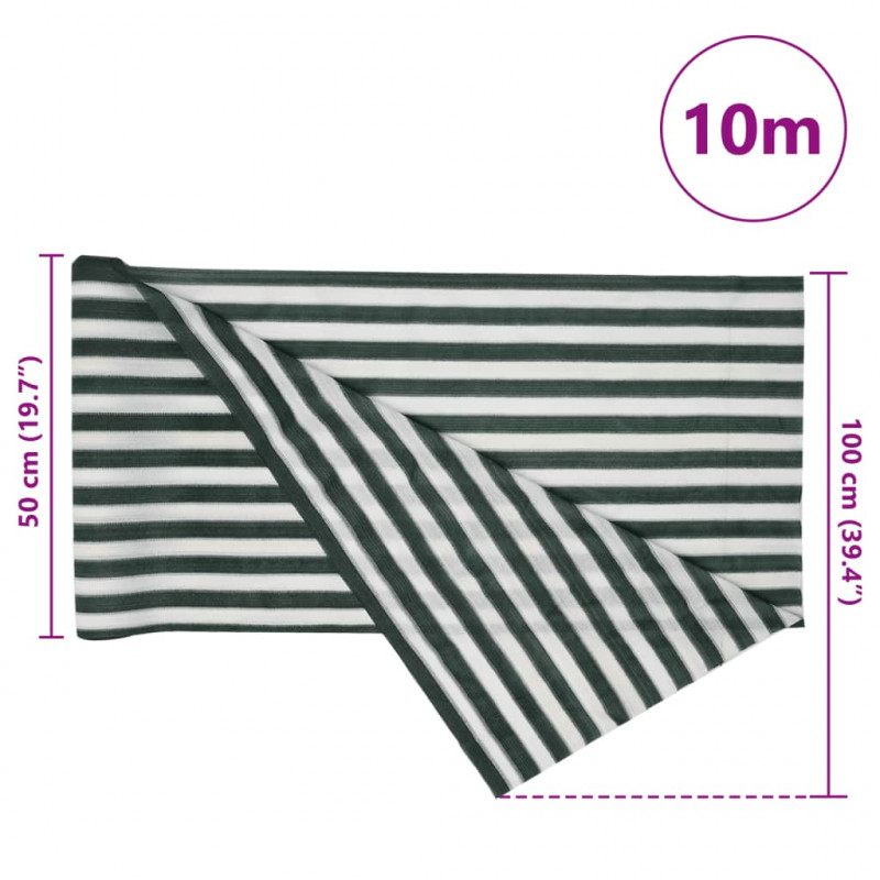Siatka cieniująca, zielono-biała, 1x10 m, HDPE, 75 g/m²