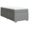 Łóżko kontynentalne z materacem, jasnoszare, tkanina, 80x200 cm