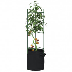 Podpórki do pomidorów z workami, 4 szt., 116 cm, stal i PP