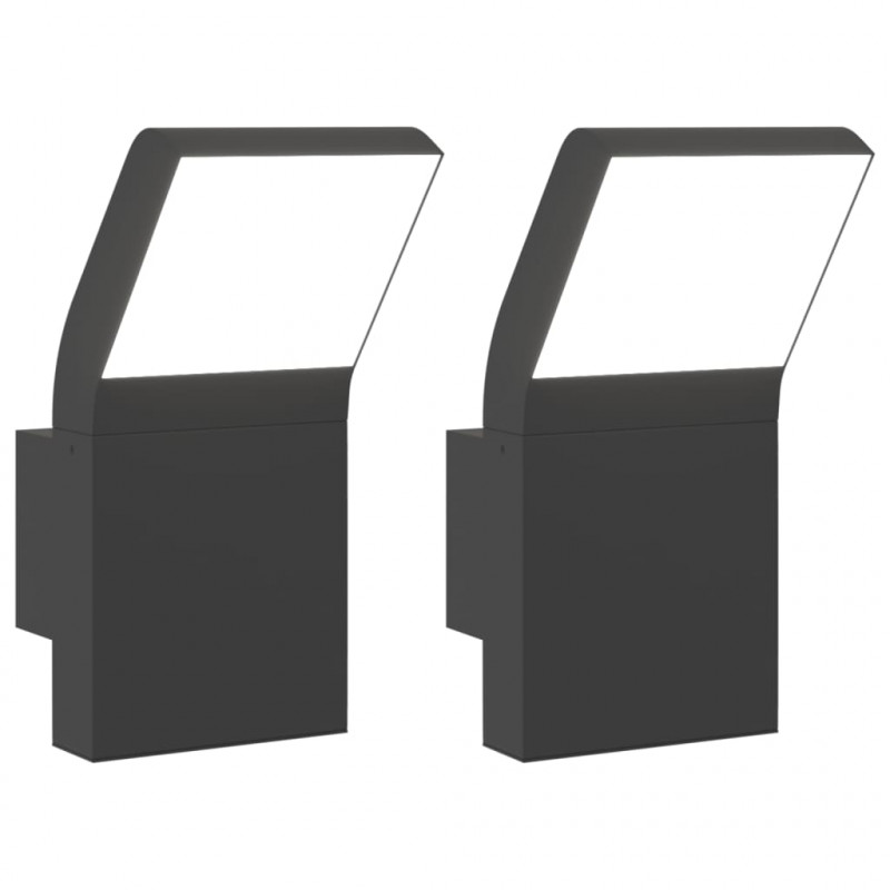 Kinkiety zewnętrzne LED, 2 szt., czarne, odlewane aluminium