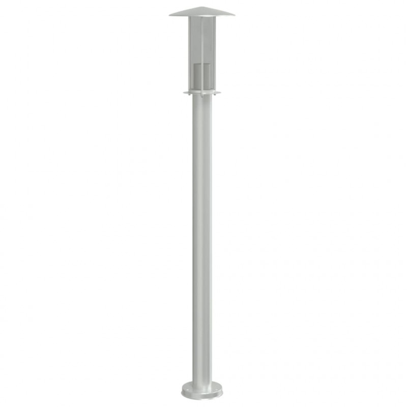 Lampy ogrodowe na słupku, 3 szt., srebrne, 100 cm, stal