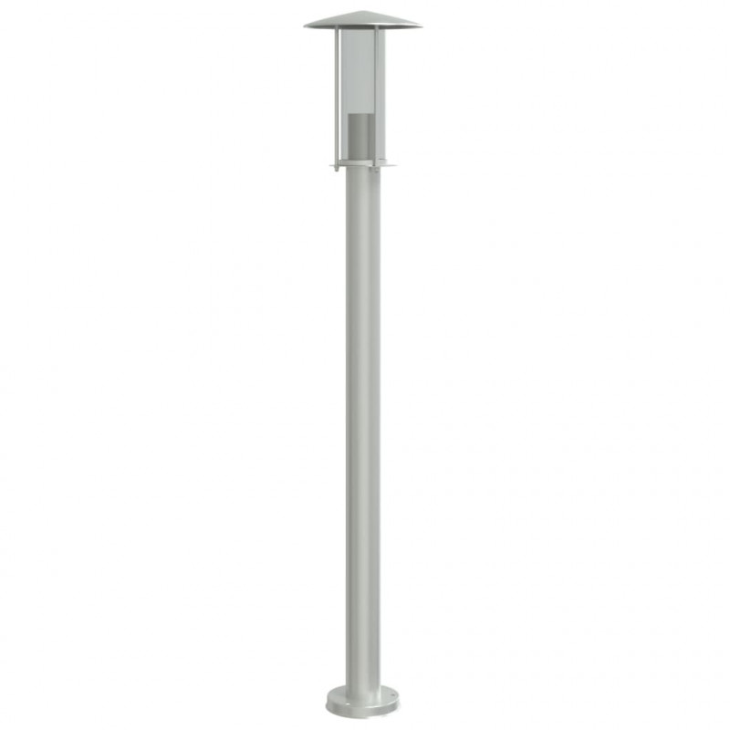 Lampy ogrodowe na słupku, 3 szt., srebrne, 100 cm, stal