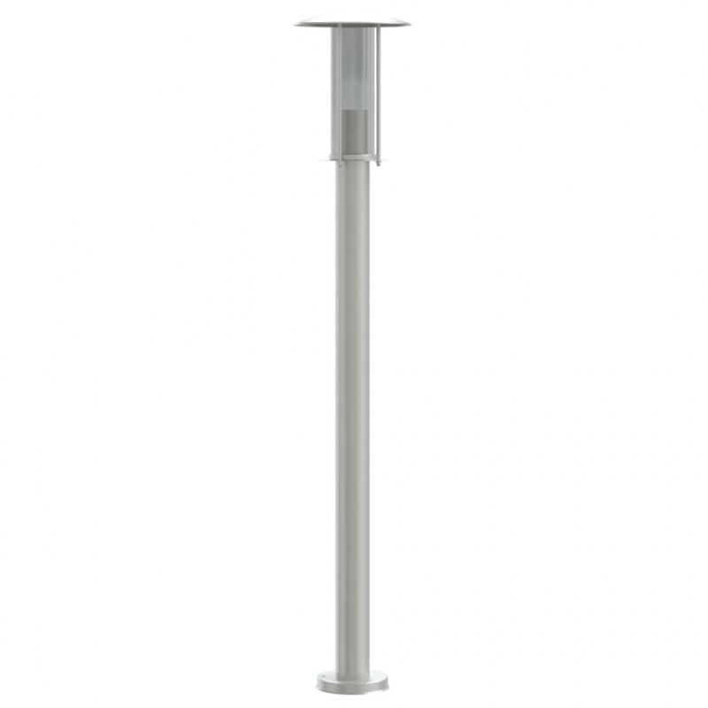 Lampy ogrodowe na słupku, 3 szt., srebrne, 100 cm, stal