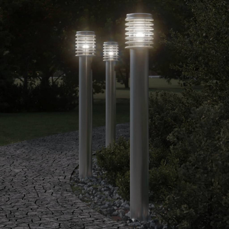 Lampa ogrodowa na słupku, srebrna, 100 cm, stal nierdzewna