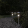 Lampy ogrodowe na słupku, 3 szt., srebrne, 60 cm, stal