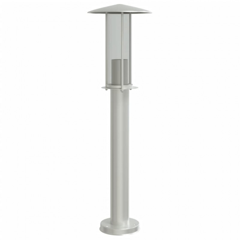Lampy ogrodowe na słupku, 3 szt., srebrne, 60 cm, stal