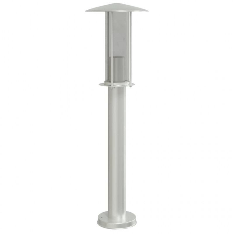 Lampy ogrodowe na słupku, 3 szt., srebrne, 60 cm, stal