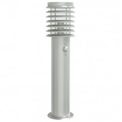 Lampa ogrodowa na słupku, z czujnikiem, srebrna, 60 cm, stal