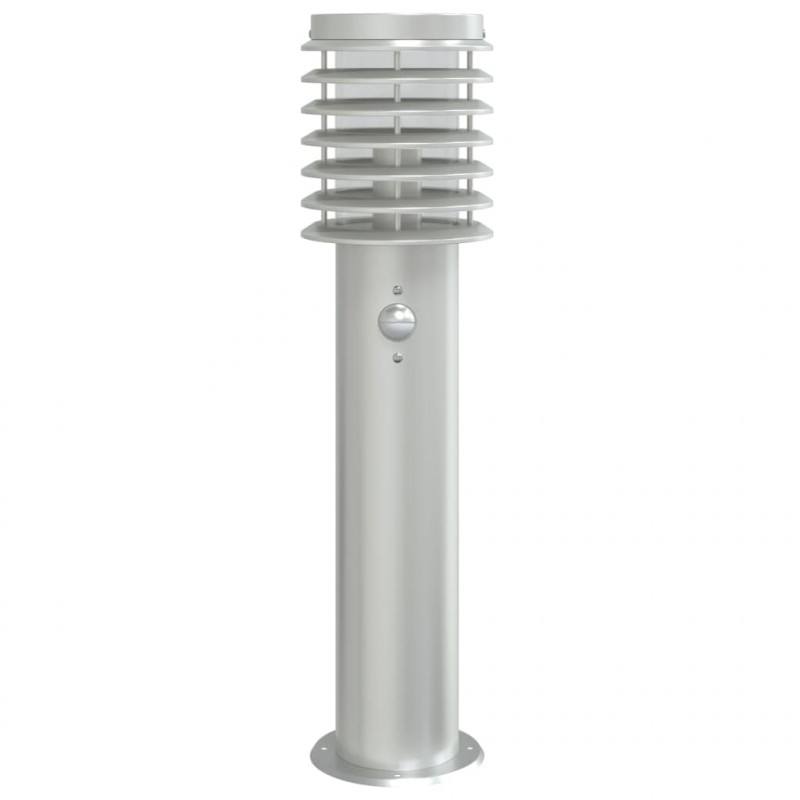 Lampa ogrodowa na słupku, z czujnikiem, srebrna, 60 cm, stal