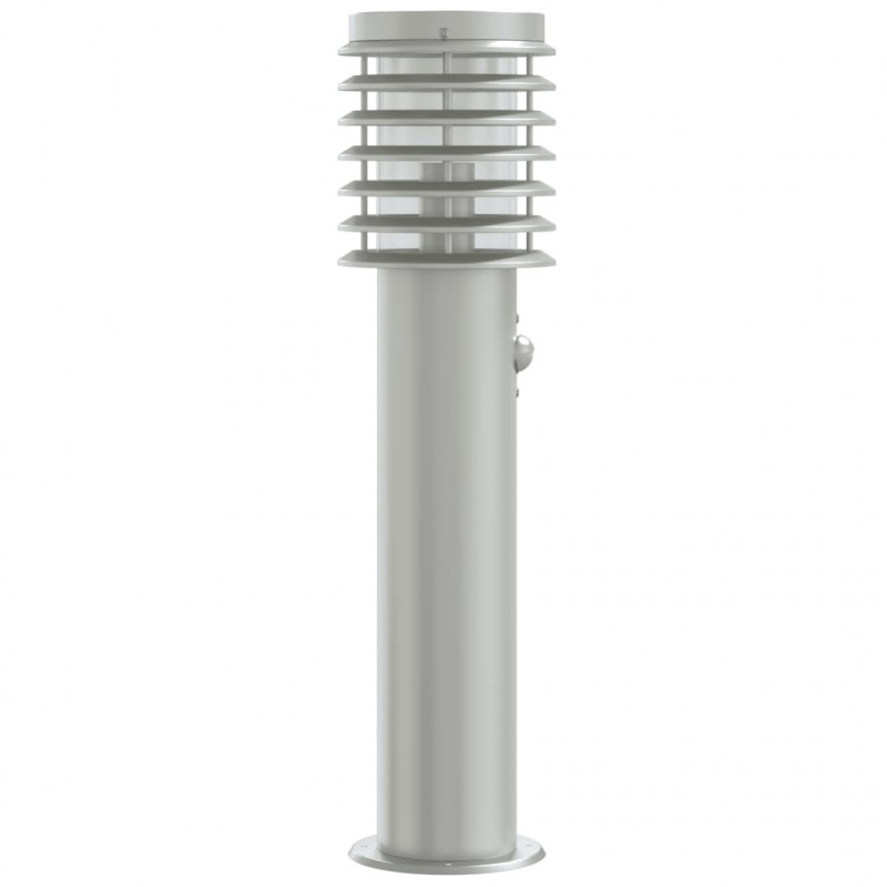 Lampa ogrodowa na słupku, z czujnikiem, srebrna, 60 cm, stal