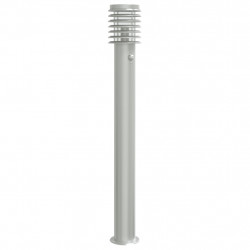 Lampa ogrodowa na słupku, z czujnikiem, srebrna, 110 cm, stal