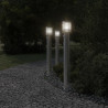 Lampa ogrodowa na słupku, z czujnikiem, srebrna, 110 cm, stal