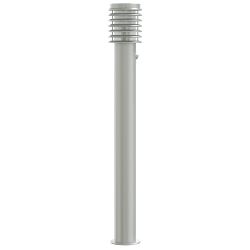 Lampa ogrodowa na słupku, z czujnikiem, srebrna, 110 cm, stal