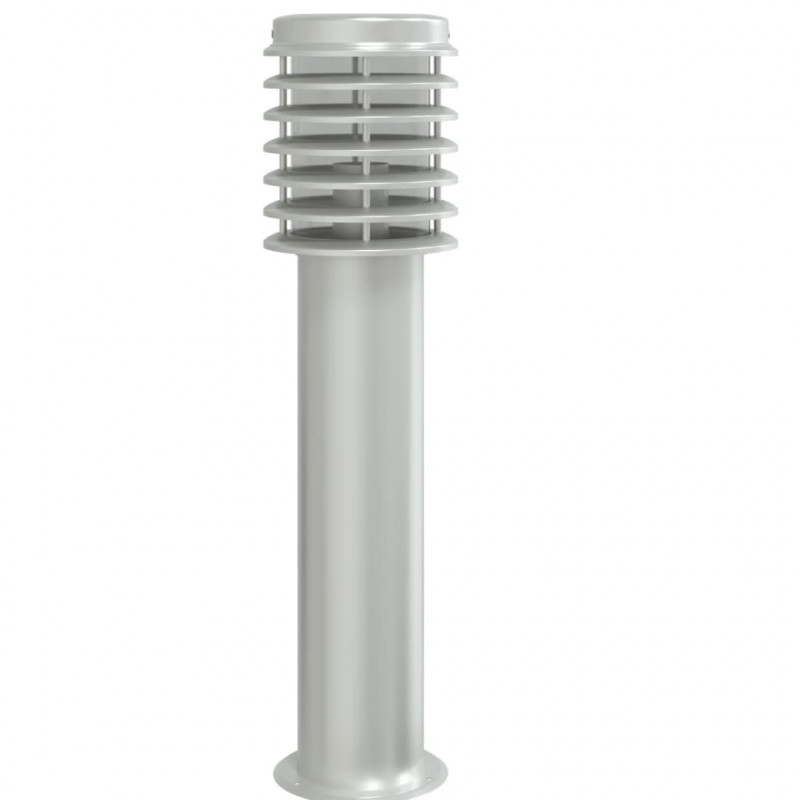 Lampa ogrodowa na słupku, z gniazdkiem, srebrna, 60 cm, stal