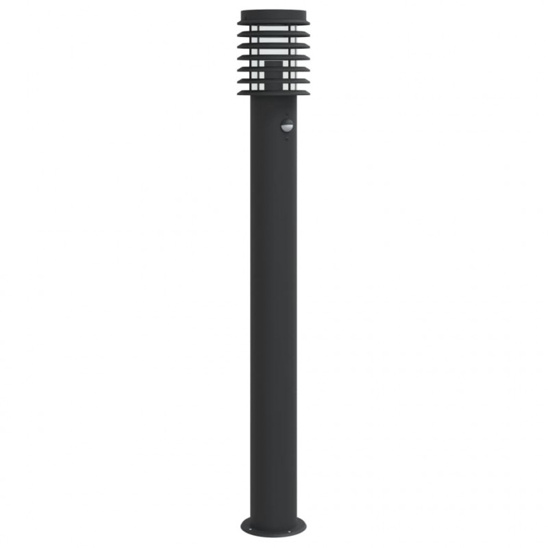 Lampa ogrodowa na słupku, z czujnikiem, czarna, 110 cm, stal