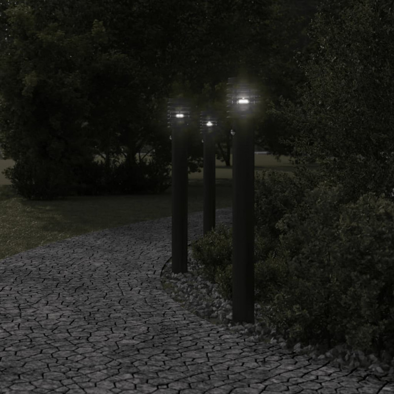 Lampa ogrodowa na słupku, z czujnikiem, czarna, 110 cm, stal