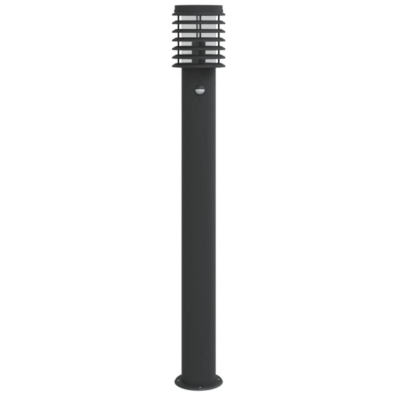 Lampa ogrodowa na słupku, z czujnikiem, czarna, 110 cm, stal