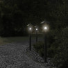 Lampy ogrodowe na słupku, 3 szt, czarne, 80 cm, stal nierdzewna