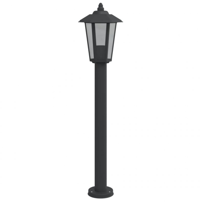 Lampy ogrodowe na słupku, 3 szt, czarne, 80 cm, stal nierdzewna