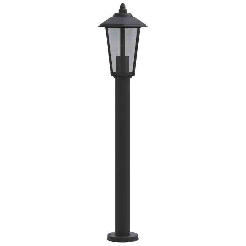 Lampy ogrodowe na słupku, 3 szt, czarne, 80 cm, stal nierdzewna