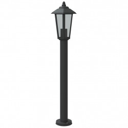 Lampy ogrodowe na słupku, 3 szt, czarne, 80 cm, stal nierdzewna