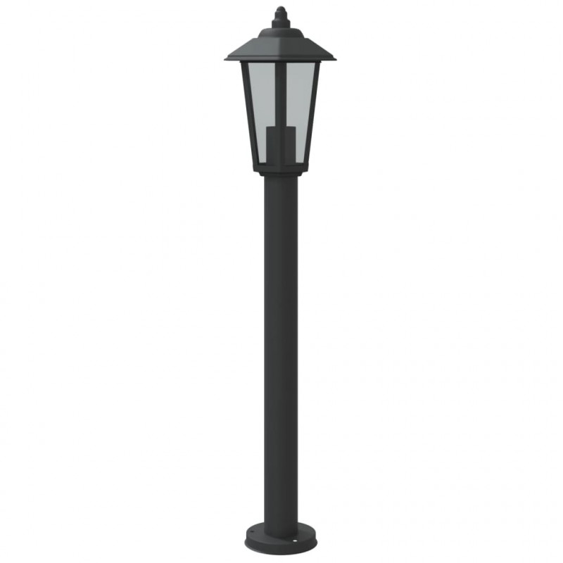 Lampy ogrodowe na słupku, 3 szt, czarne, 80 cm, stal nierdzewna