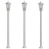 Lampy ogrodowe na słupku, 3 szt., srebrne, 120 cm, stal