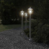 Lampy ogrodowe na słupku, 3 szt., srebrne, 120 cm, stal