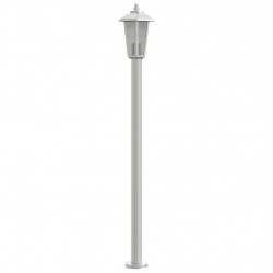 Lampy ogrodowe na słupku, 3 szt., srebrne, 120 cm, stal