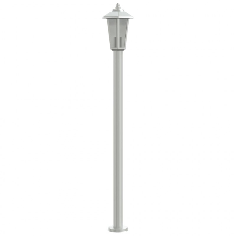 Lampy ogrodowe na słupku, 3 szt., srebrne, 120 cm, stal