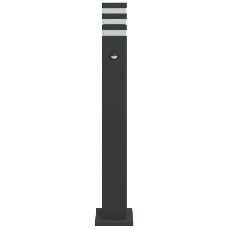 Zewnętrzne lampy stojące, z czujnikami, 3 szt., czarne, 80 cm