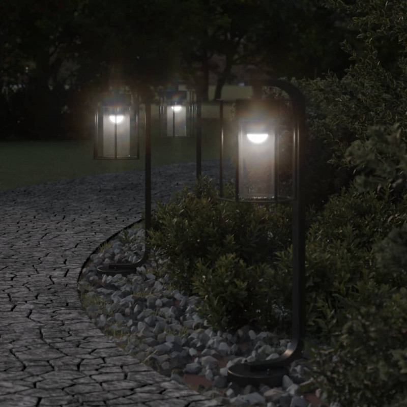 Lampy ogrodowe stojące, 3 szt., czarne, 60 cm, stal nierdzewna
