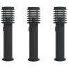 Lampy ogrodowe na słupku, z gniazdkiem, 3 szt., czarne, 60 cm
