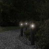 Lampy ogrodowe na słupku, z gniazdkiem, 3 szt., czarne, 60 cm