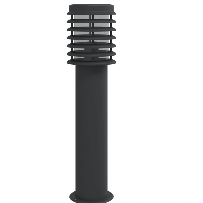 Lampy ogrodowe na słupku, z gniazdkiem, 3 szt., czarne, 60 cm