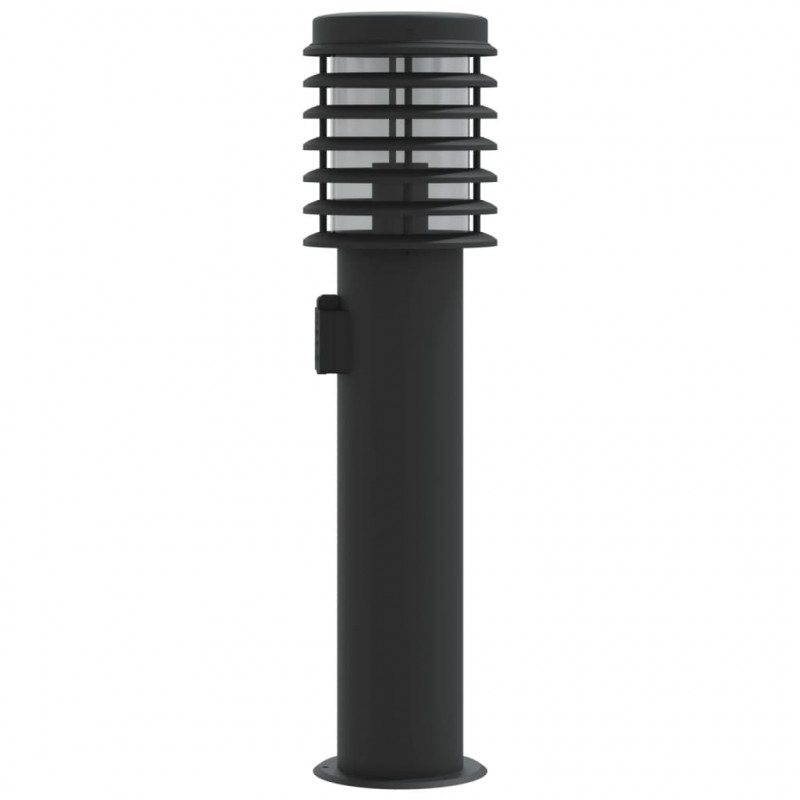 Lampy ogrodowe na słupku, z gniazdkiem, 3 szt., czarne, 60 cm